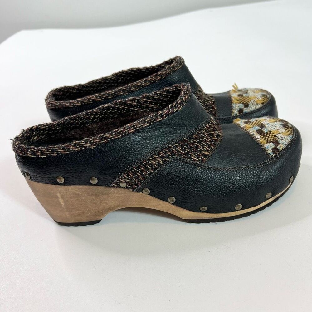 Kenzie Moby Clogs Womens 10 Black Multi Patchwork Studded Leather Upper 90s Y2k